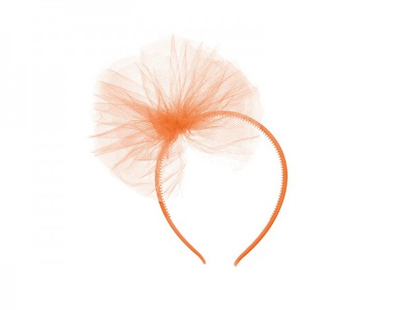 Oranger Haarreif mit Tüll Pompom