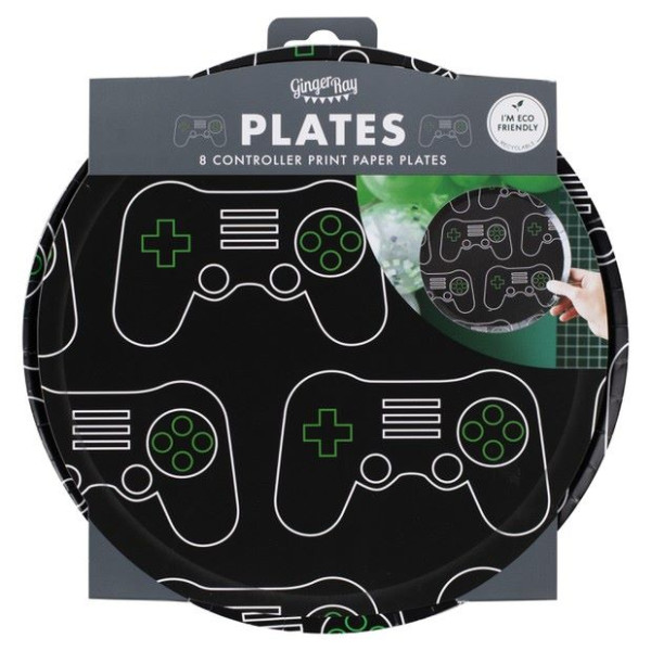 8 gaming plates black 25cm