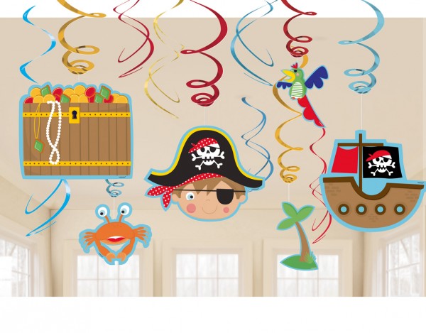 Kleine piraat tommy op schattenjacht swirl hangende decoratie