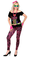 Oversigt: 80'er pink zebra UV leggings til kvinder