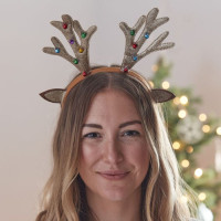 Vista previa: Hogar para Navidad diadema de reno con cascabeles