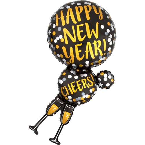 Ballon aluminium XL Happy New Year 40 x 91 cm