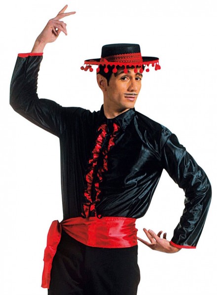 Schwarzes Flamenco Tänzer Rüschenhemd