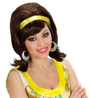 Perruque femme brune des années 60 Stella avec serre-tête