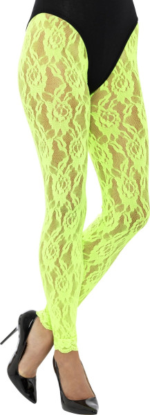 Legging in neon groen kant