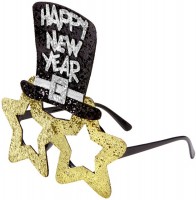 Widok: Szczęśliwego nowego roku złote gwiazdy party okulary
