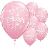 6 Rosa Princess Luftballons 28cm