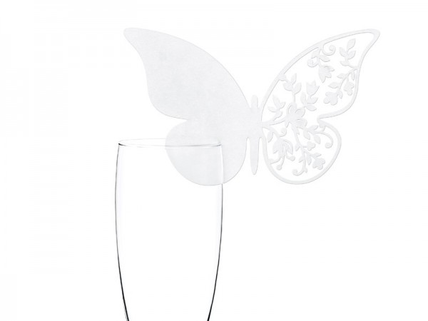 10 Papier-Untersätzer Weiß Schmetterling-Ornament 2