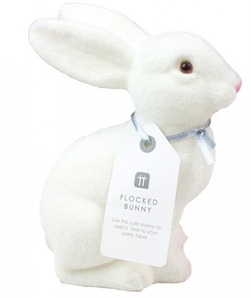 Hvid kanin dekorationsfigur Hopsi 16 cm