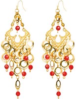 Widok: Złote kolczyki orientu z czerwonymi perłami