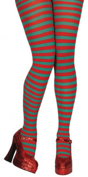 Striped tights red-green