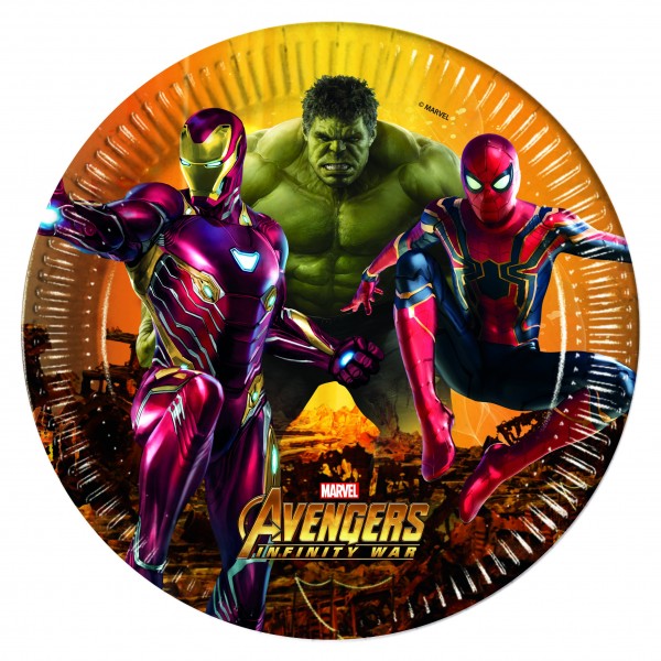 8 Avengers War paper plates 23cm