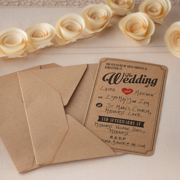 10 cartons d'invitation vintage avec enveloppe