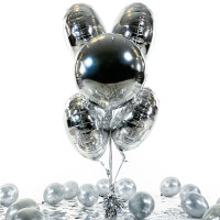 Vorschau: 5 Heliumballons in der Box Silver