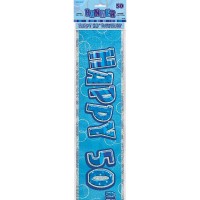Voorvertoning: 50e verjaardag blauw glitter droomfeest banner
