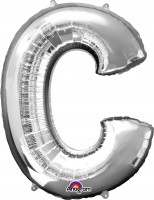 Folieballon letter C zilver 81cm