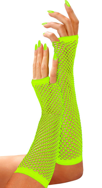 Guanti a rete senza dita verde neon 33cm