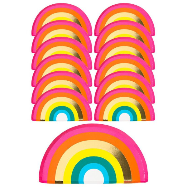12 platos de papel arcoíris de 25,5 cm