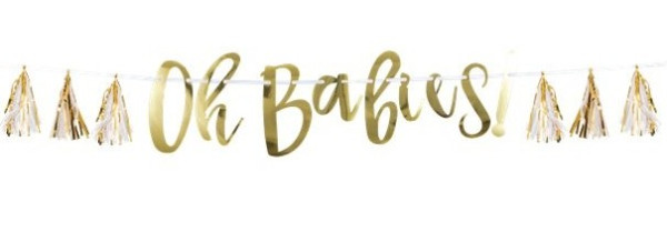 Baby shower banner with gold tassels 1.5m
