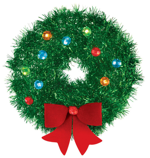 Christmas tinsel wreath with bow 15cm