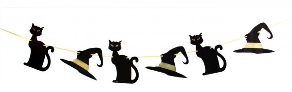 Ghirlanda Glam Witch con gatti e cappelli 3m