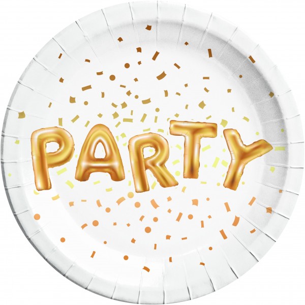 8 golden party paper plates 23cm