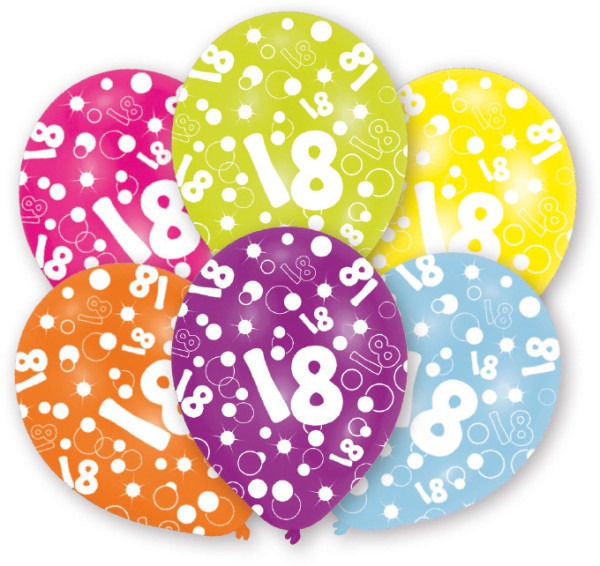 6 ballonnen Bubbels 18e verjaardag 27,5 cm