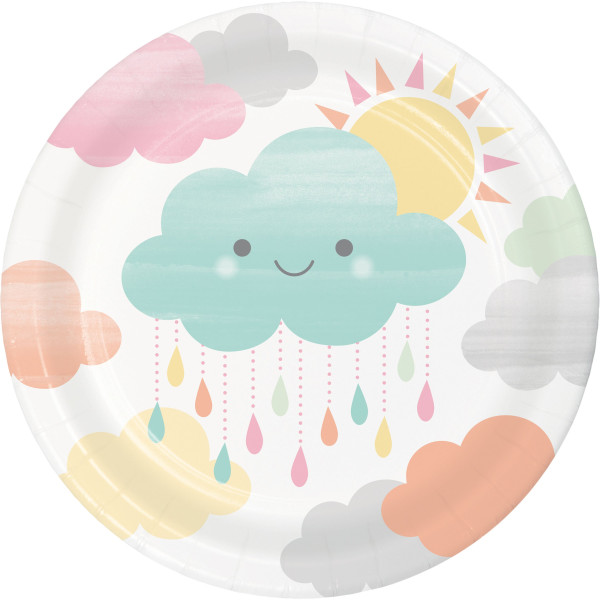 8 small cloud paper plates 18cm
