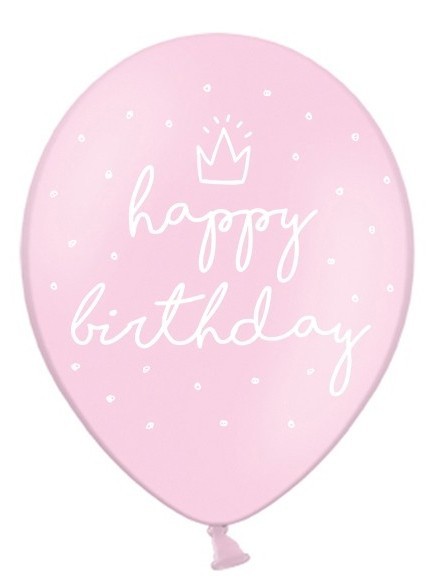 6 My Birthday balloons pink 30cm
