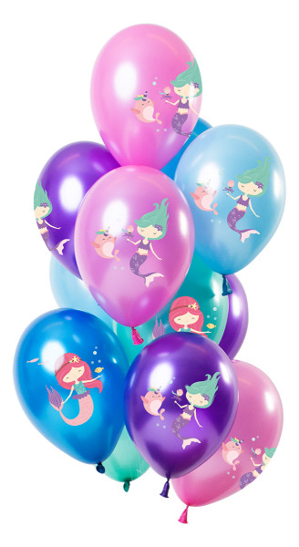 12 Latexballons Meerjungfrau metallic bunt