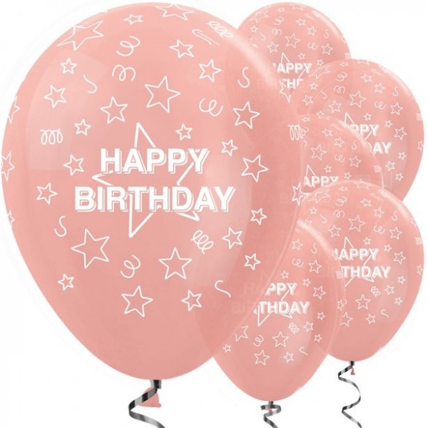 5 roze gouden verjaardagsballons 30cm