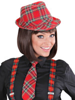 Preview: Red checked fedora hat