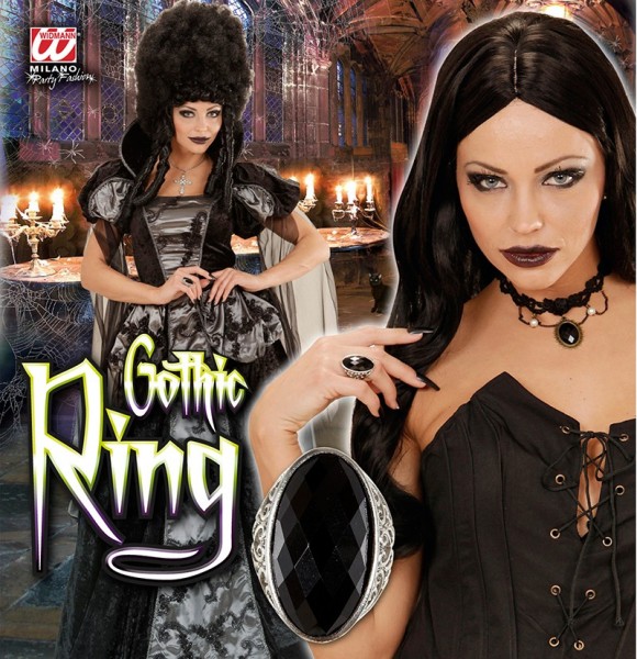 Schwarzer Gothic-Ring Aus Silber
