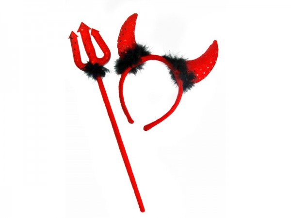 Trident and headband devil set with fur