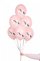 Oversigt: 6 lyserøde glade heste balloner 30cm