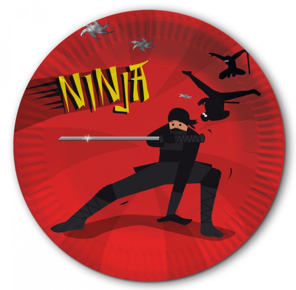 8 assiettes de fête ninja 23cm