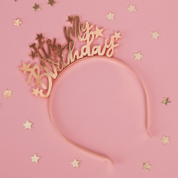 Starful Birthday pandebånd i rosa guld 2
