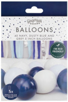 Preview: 40 Eco Latex Balloons Navy, Gray, Blue
