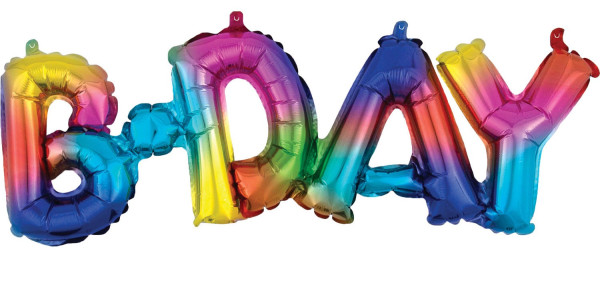 Farverig B-Day folie ballon 66 x 22 cm