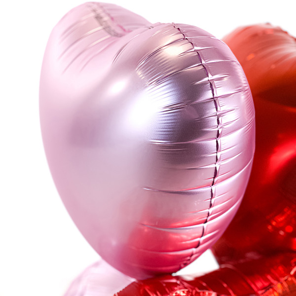 5 Heliumballons in der Box mixed Rot & Rosa Herzen 2