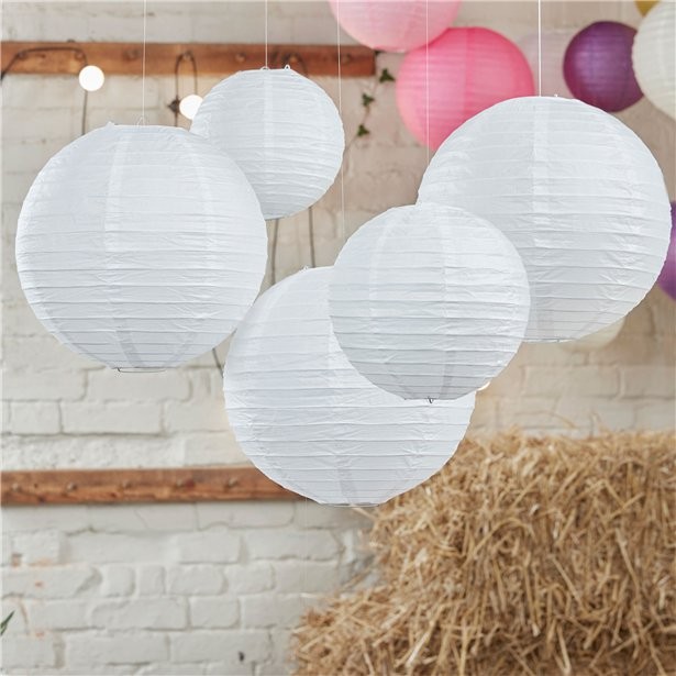 5 Weiße Lampions Candy