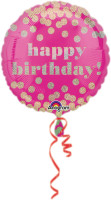 Palloncino di compleanno con punti rosa scintillanti