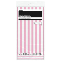 Preview: Party tablecloth Victoria light pink striped 137 x 274cm