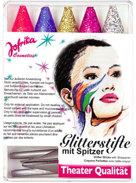 5 Glitter make-up potloden met puntenslijper