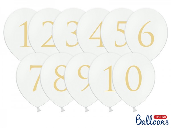11 table numbers balloons 30cm