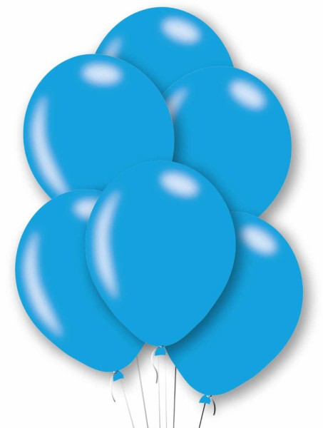 10 blue metallic latex balloons 27.5cm