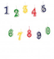 Farverige tal 0-9 stearinlys sæt til tærter 10 stykker