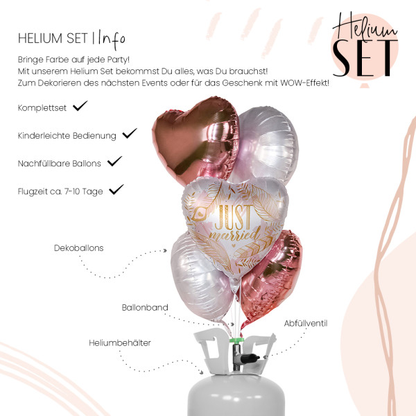 Just Married Federndes Ballonbouquet-Set mit Heliumbehälter 3