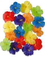 18 fleurs décoratives colorées Hawaï