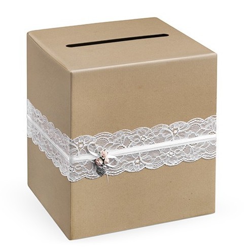 Caja de regalo con hendidura de boda con cartón de encaje